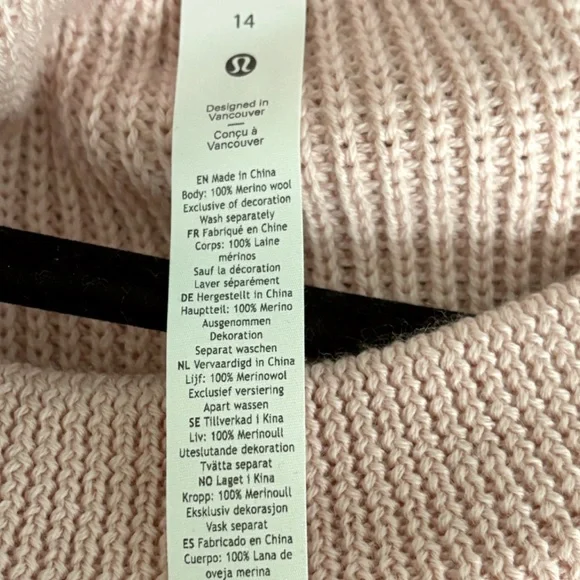 LULULEMON Pink Merino Wool Pullover Sweater Size 14 NWT - Picture 7 of 8